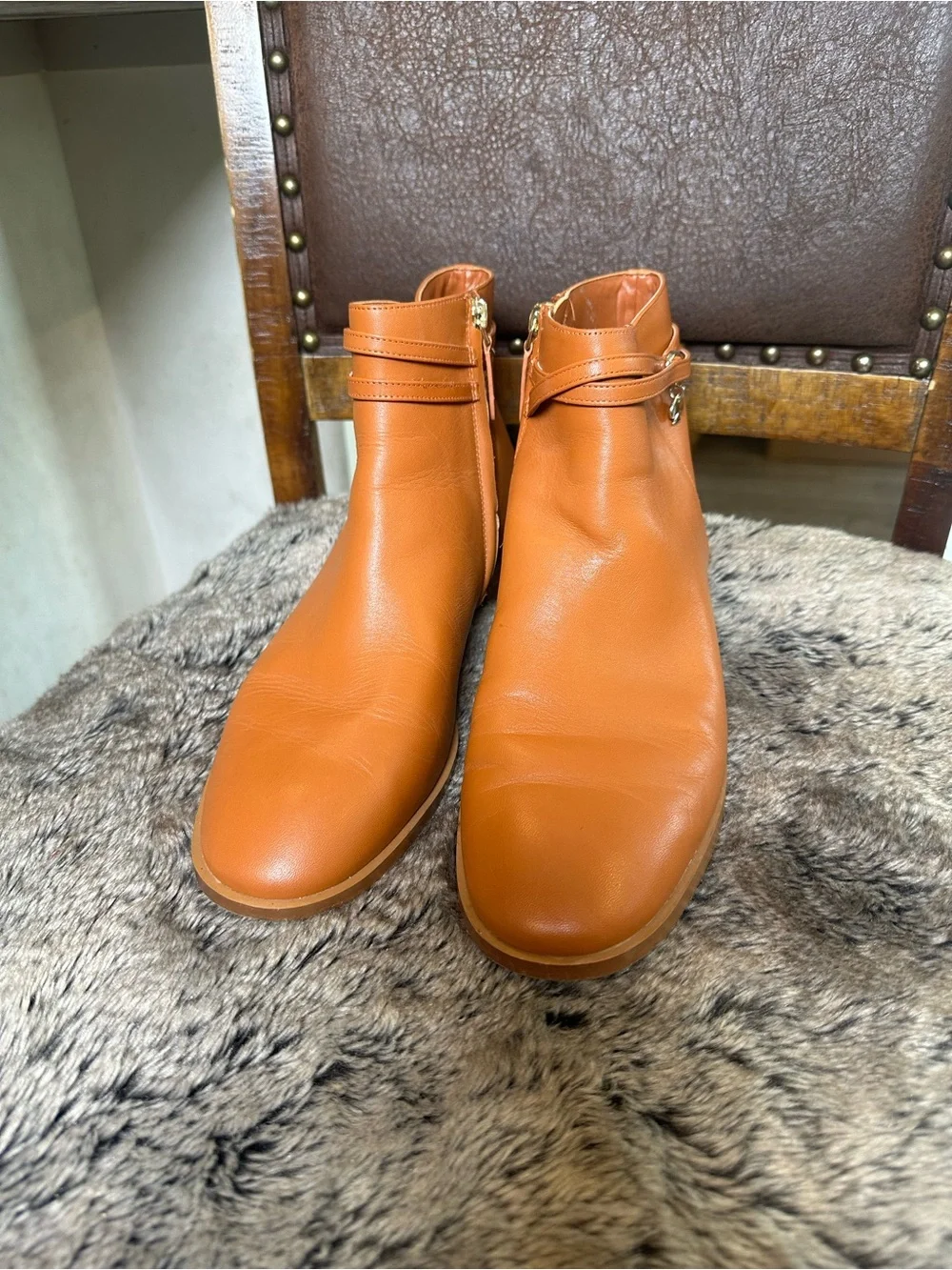 KATE SPADE Bacall Napa Tan Leather Ankle Boots, Size 11